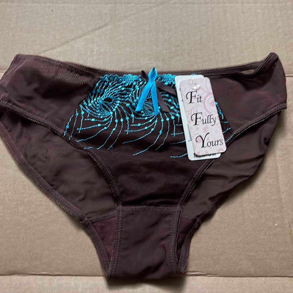 New w/Tags Fit Fully Yours Bikini Panties Chocolate/Blue